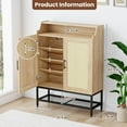 thumbnail image 3 of Flycity Rattan Shoe Cabinet with Doors, 7-Tier Shoe Rack Organizer Cabinet with Adjustable Shelves & Buffer Hinge, Freestanding Storage with Anti-Tip Fitting for Entryway, Hallway, 3 of 10