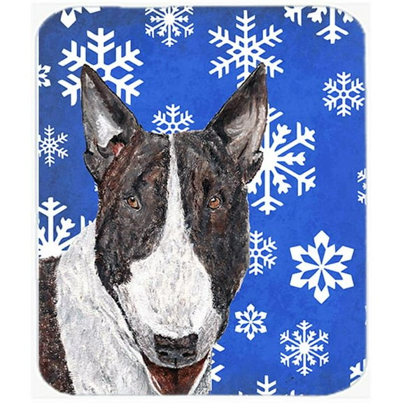 Carolines Treasures Bull Terrier Blue Snowflake Winter Mouse Pad