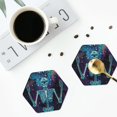 thumbnail image 4 of Fuzoiu Space Skeleton Meditation Print Leather Coasters Set,Drink Coasters Set of 4,for Tabletop Protection, Durable PVC Coasters,Home Décor and Housewarming Gift-Hexagon, 4 of 6