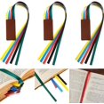 thumbnail image 1 of 3 Pieces Faux Leather Ribbon Bookmarks Bookmark with 5 Colored Ribbons Book Markers for Roman Bible Books, 1 of 5
