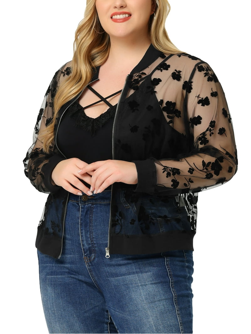 Agnes Orinda Women's Plus Size School College Sheer Jackets Long