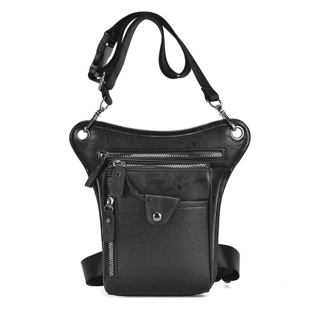Men Casual Shoulder Sling Bag Classic Thick Horse Leather Leg Bag Waist