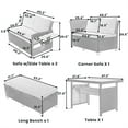 thumbnail image 4 of 5-Piece Outdoor Patio Rattan Sofa Set, L-Shaped Sectional PE Wicker Garden Furniture Set with 2 Extendable Side Tables, Dining Table and Washable Covers for Backyard Poolside Indoor, Brown, 4 of 7