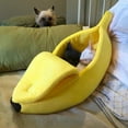 thumbnail image 6 of Banana Peel Pet Bed Pet Nest Banana Shaped Soft Cozy Bed for Dogs Cats with Fastener Tape Design Exquisite Workmanship Safe Secure Sleeping for Pets, 6 of 8