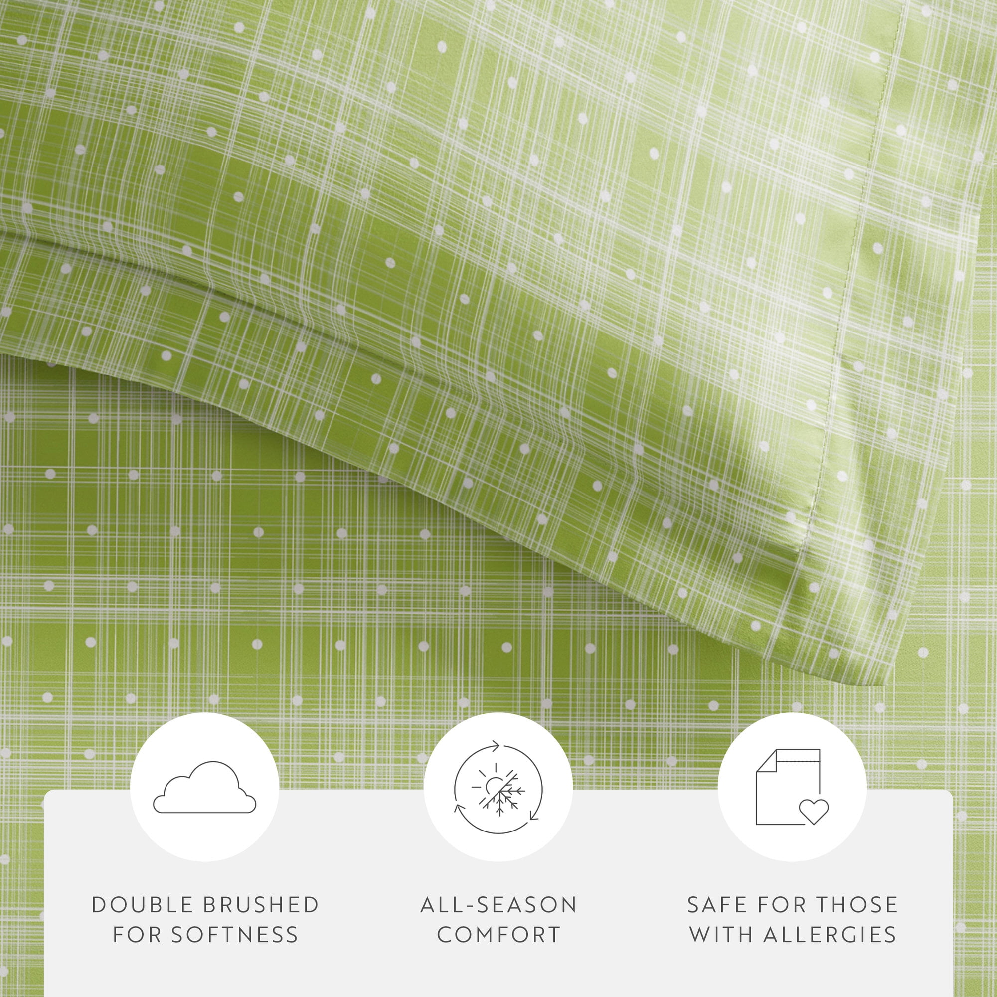 Noble Linens Moss Polka Dot Pattern Duvet Set 3-Piece Duvet Cover Set, Full/Queen