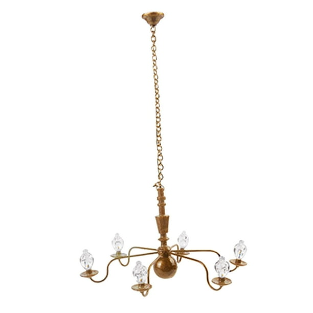 Lámpara de techo de metal retro, 6 luces, lámpara colgante de 3 V, luces blancas para bricolaje Oro 8.8cm