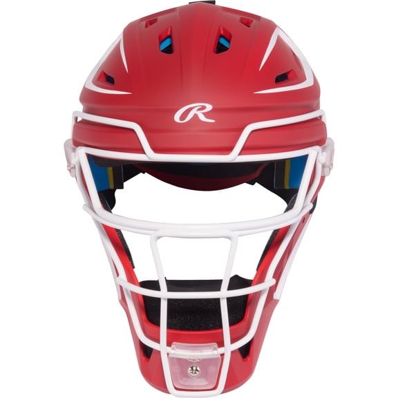 Rawlings Mach Pro Series Catcher’s Helmet, Hockey Style, Junior, Red/White
