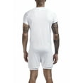 thumbnail image 2 of Men’s Cotton Henley Romper Long Sleeve Short Jumpsuit Adult Casual Lounge Shirt One Piece Button Down Pajamas Outfits White X-Large, 2 of 5