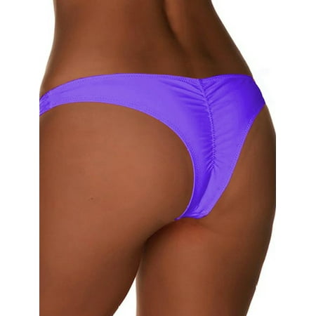 Sexy Women s Itsy Back Ruched Thong Bikini Bottoms Swimsuit Swimwear Beachwear Bathing Cheeky Panty