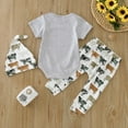 thumbnail image 4 of Infant Boys Girls Short Sleeve Romper Bodysuit Cartoon Cow Printed Pants Hat Outfits Sets Boy Dailywear, 4 of 7