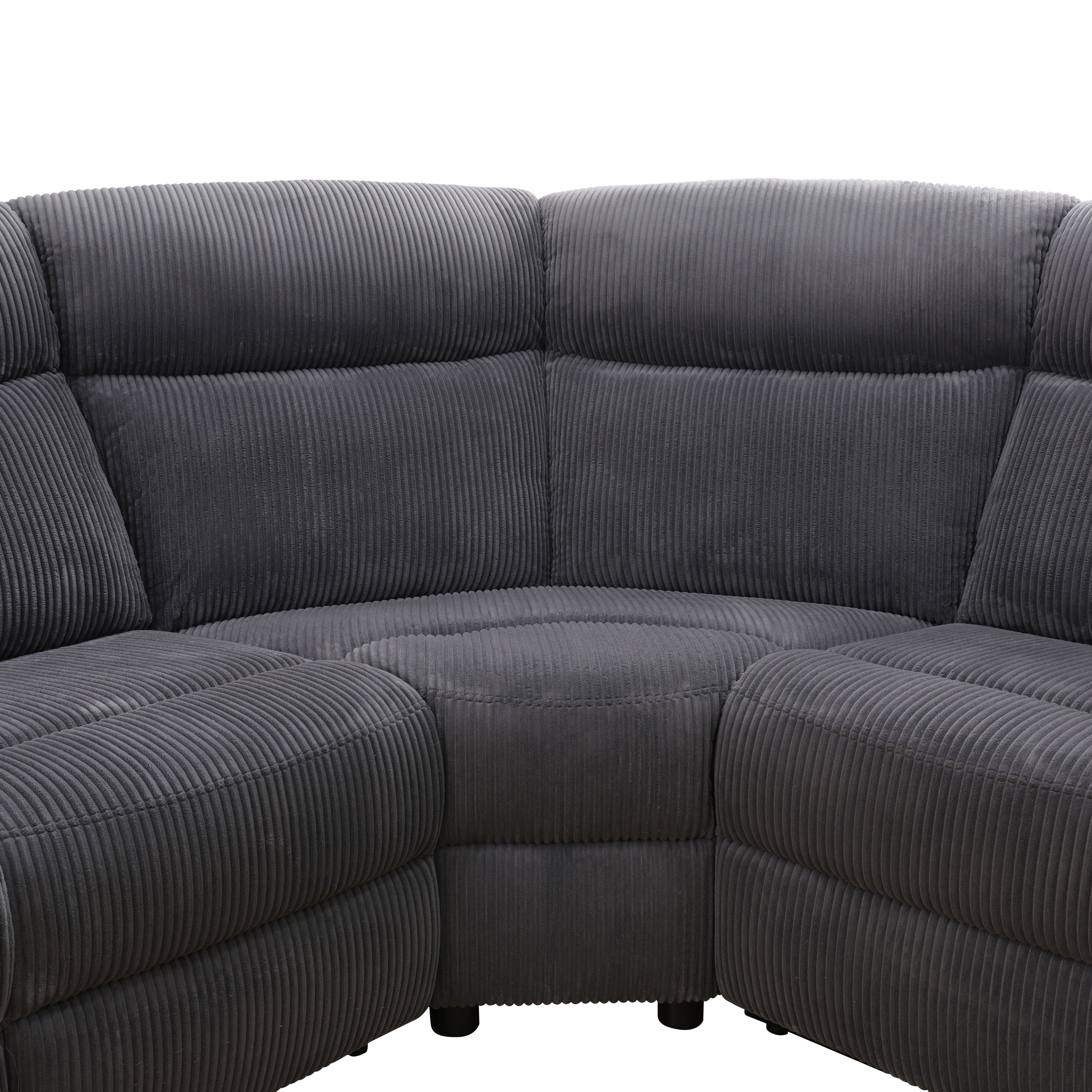 MAYEERTY Oversized Recliner Sectional Sofa, L-Shape Corner Couch with Cup Holders & Storage for Living Room, Home Theater, Dark Gray