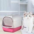 thumbnail image 5 of Hooded Cat Litter Box Litter Pan Large Space Enclosed and Covered Cat Toilet Pink, 5 of 9