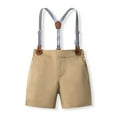 thumbnail image 6 of Suealasg Little Boy Gentleman Suits Outfit 1T 2T 3T 4T Lapel Neck Button Down Tops Suspender Shorts Bowtie Tie Set 2Pcs Kids Boys Summer Formal Wear Outfit, 6 of 9