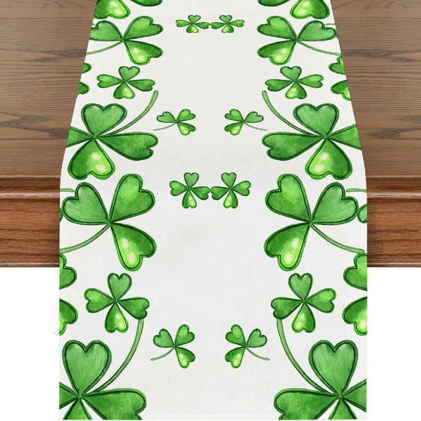 Kitchen aid Table Runner For St Patricks Day Decorations Irish Cover Spring Green Holiday Home Kitchen Centerpiece Decor