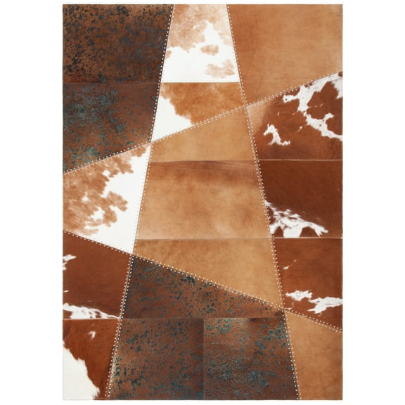 Safavieh Studio Leather Julius Geometric Area Rug, Brown/Ivory, 4' x 6'
