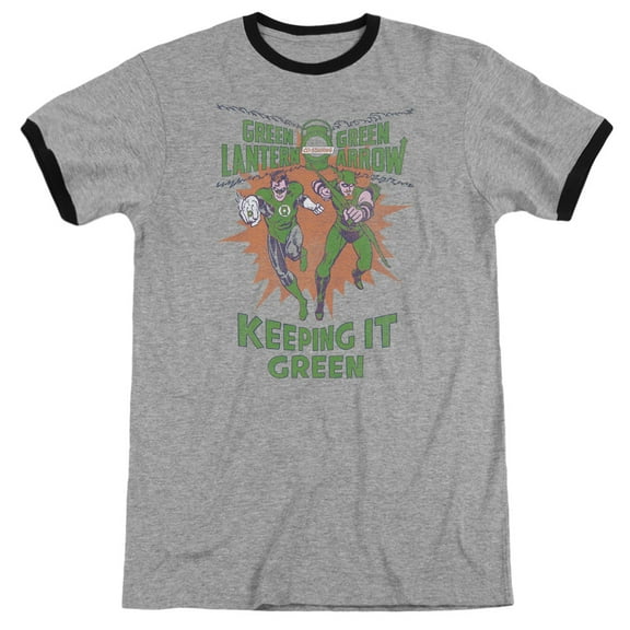 Green Lantern Keeping It Green Adult Ringer Heather Black