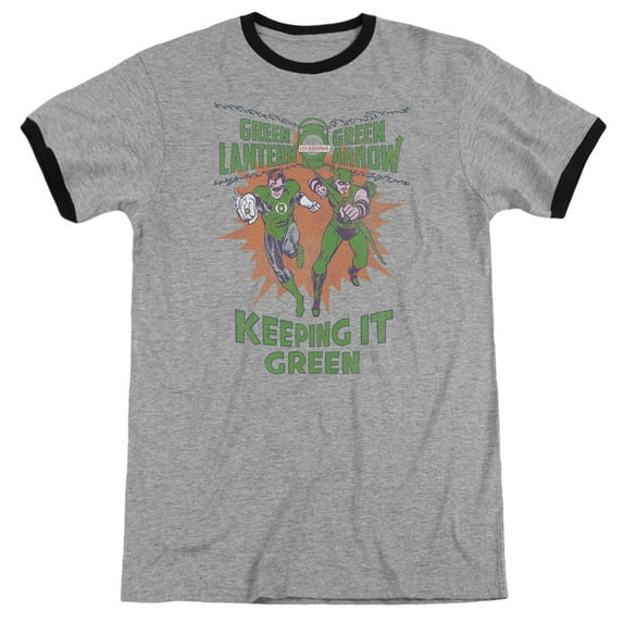 Green Lantern Keeping It Green Adult Ringer Heather Black