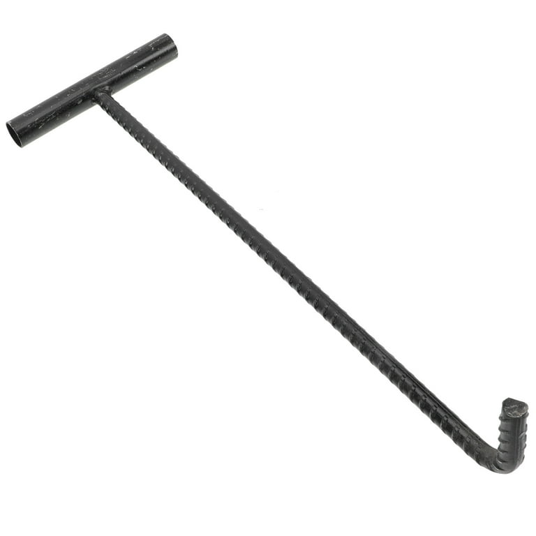 Homemaxs Hook Manhole Hooks Cover T Tool Lifter Pull Spring Lifting Drain Puller Lid Door Lift Steel Shaped Grate Sewer, Size: 43x15x2CM