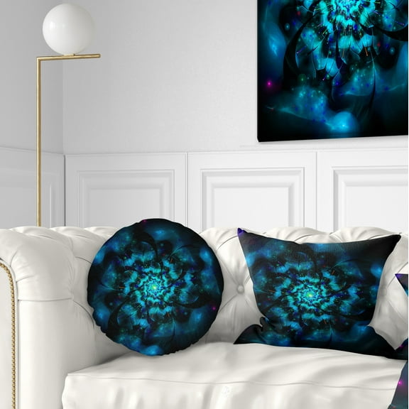 Designart 12" x 20" Blue Polyester Throw Pillow