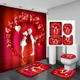 thumbnail image 2 of 2024 Valentine's Day Decorative Shower Curtain Bathroom Four-piece Set Rose Shower Curtain Decoration Set Waterproof Shower Curtain Anti-slip mat, 2 of 5