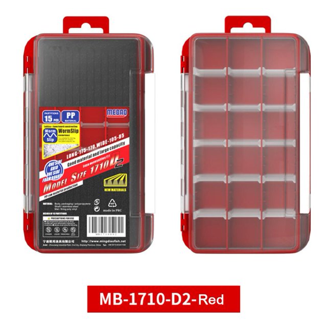 Caja de cebo de señuelos de anzuelo de pesca de 2 capas Caja de aparejos de pesca impermeable (Rojo)