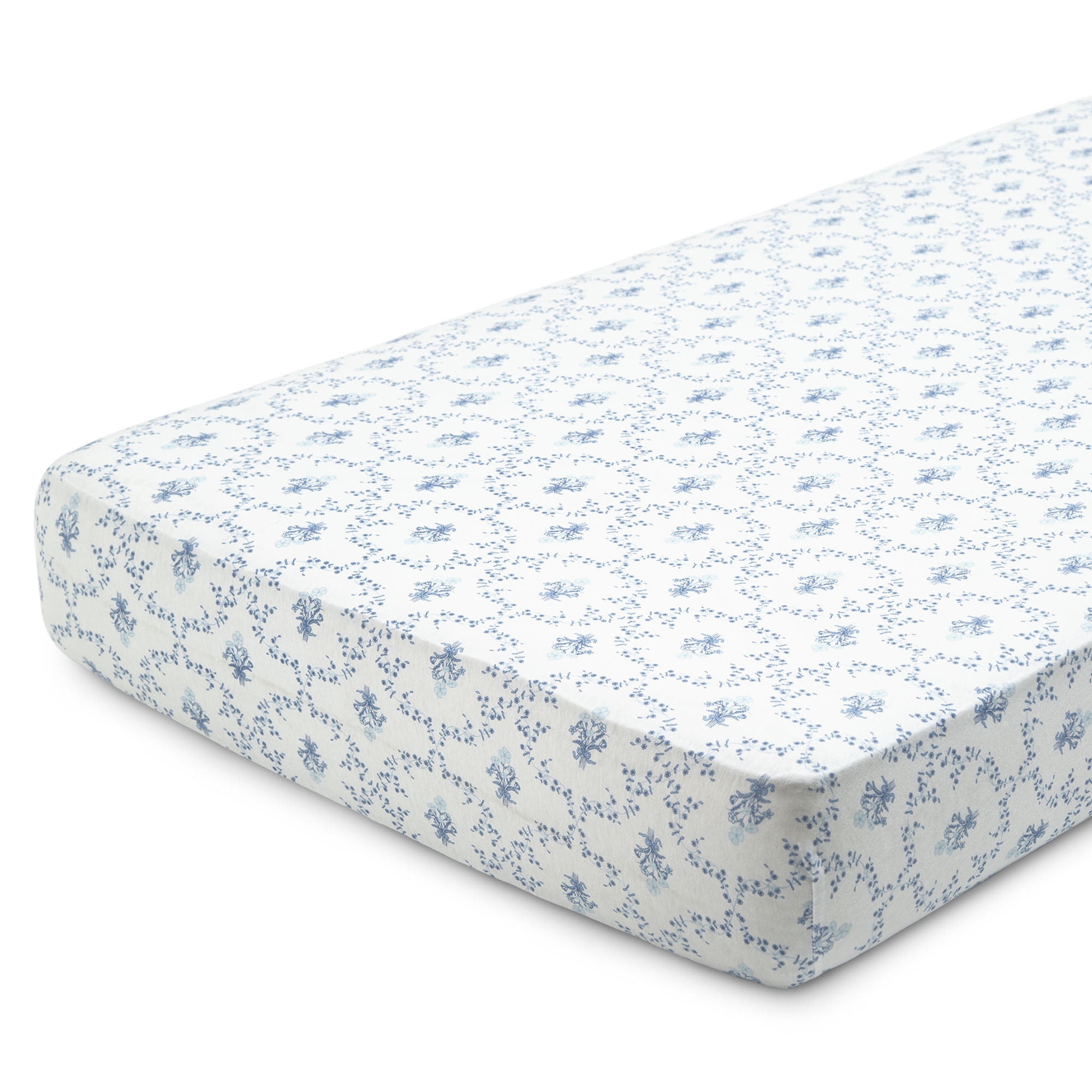Delta Children Fitted Crib Sheets for Girls and Boys - 100% Organic Cotton Crib Sheet for Standard Crib and Toddler Mattresses - 28x52 Inch - GOTS Certified (Pack of 2), Blue Botanicals