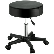 SKYSHALO Rolling Round Stool with Adjustable Height, Ultra-Thick Seat Cushion for Salon, Bar, Black