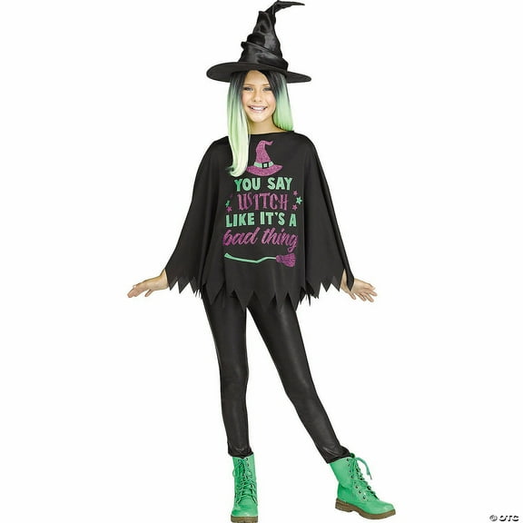 Morris Costumes FW90619W Witch Poncho Costume for Kids, Black, Green & Purple - One Size