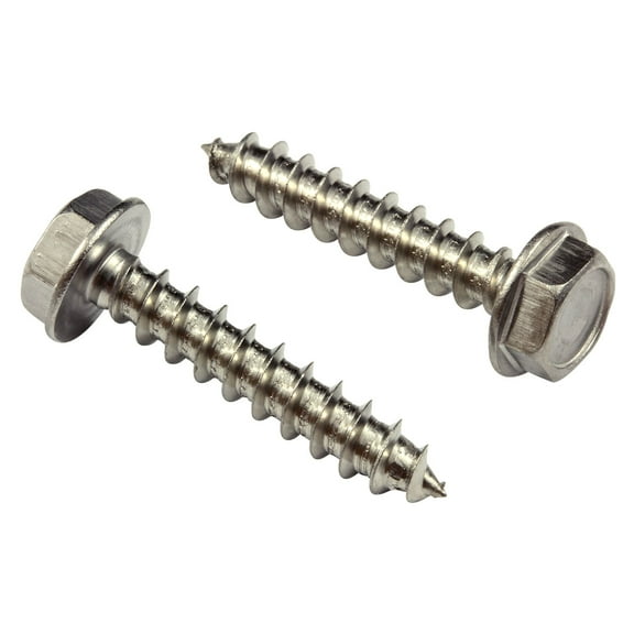 Bolt Dropper #8 X 3/4" Indented Hex Washer Head Screw, (100 pc), 18-8 (304) Stainless Steel