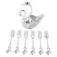 thumbnail image 2 of Gold Coffee Dessert Spoon Fork Set with Swan Base Holder, 6 Forks Perfect for Fruit Dessert Stirring Sugar Ice Cream, 2 of 8