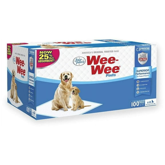 Four Paws Wee Wee Pads Original [Dog, Housebreaking Aids] 100 Pack - Box (22" Long x 23" Wide)