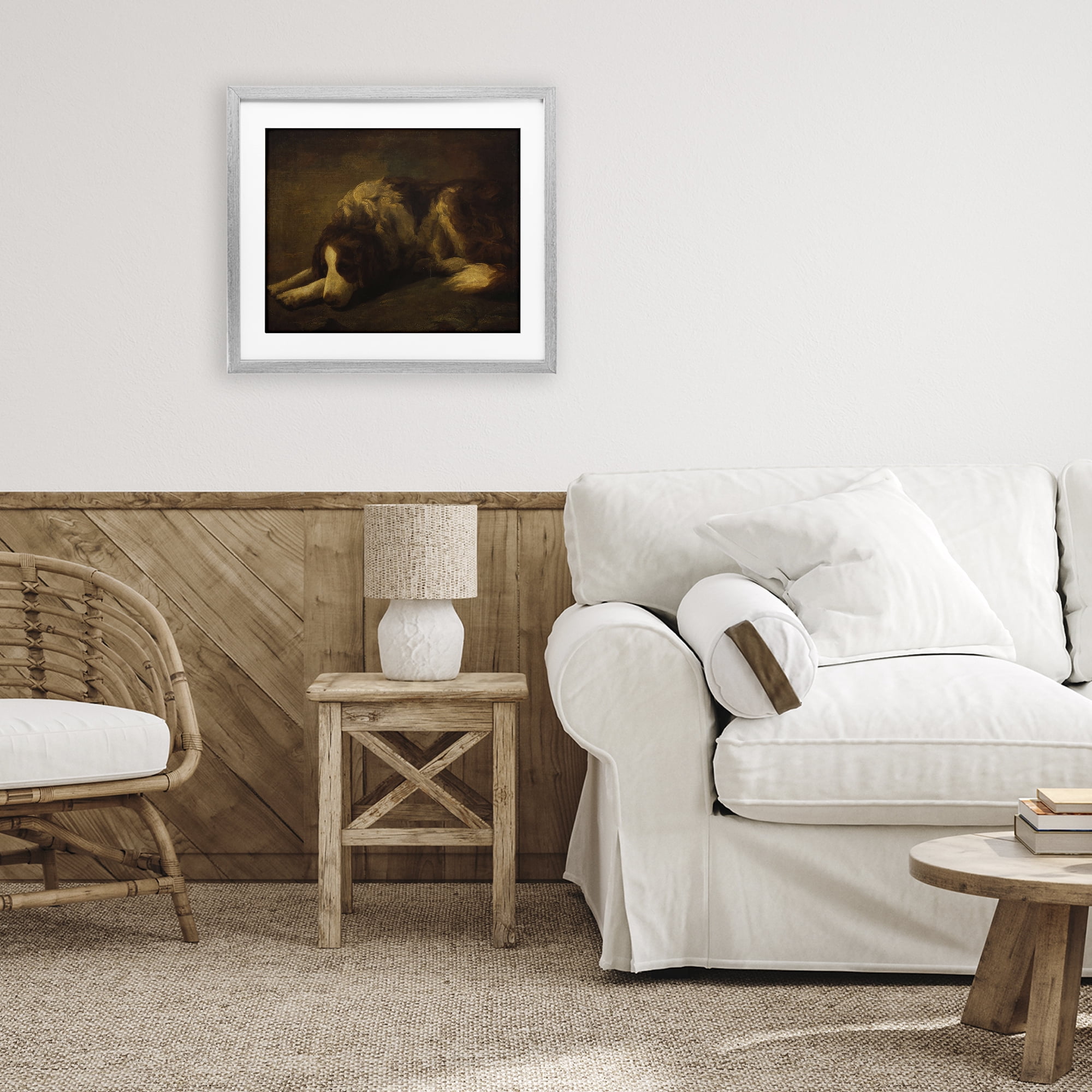 Stupell Industries Dim Lighted Classic Dog Gray Framed Print Under Glass, design by Lil' Rue