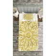 thumbnail image 3 of Ambesonne Mandala Quilted Bedspread Set 2 Pcs, Oriental Modern Pattern, Twin Size, Pale Yellow and White, 3 of 3