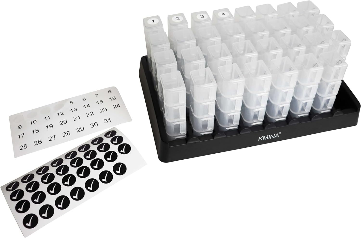KMINA - Monthly Pill Organizer 4 Times a Day, Pill Box Monthly 31 Days, Vitamin Box Organizer Large, Pill Boxes and Organizer 4 Times a Day Month
