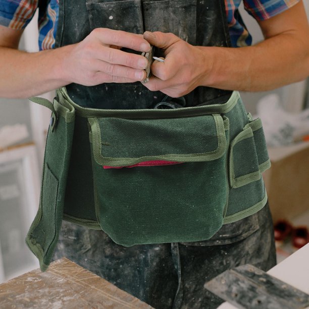 unbranded Bolsa Organizadora De Herramientas De Lona Verde Para Trabajo Y Reparación Con Protección Resistente