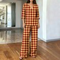 thumbnail image 4 of Hvogkswy Pajamas for Women Set Long Sleeve V Neck Tops and Drawstring Pockets Trousers Oversized 2 Piece Outfits Lightweight Breathable Casual Lounge Sets, 4 of 6