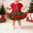 thumbnail image 2 of NOLDARES Baby Girl Christmas Dress Xmas Tree Romper Pompom Star Tutu Dresses Bow Newborn Clothes,Size 6-12 Months, 2 of 9