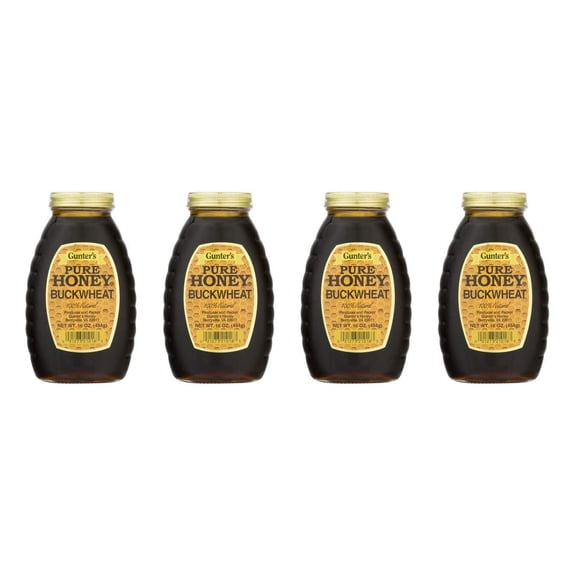 Gunter's Pure Buckwheat Honey, 16 fl Oz (Pack of 4)