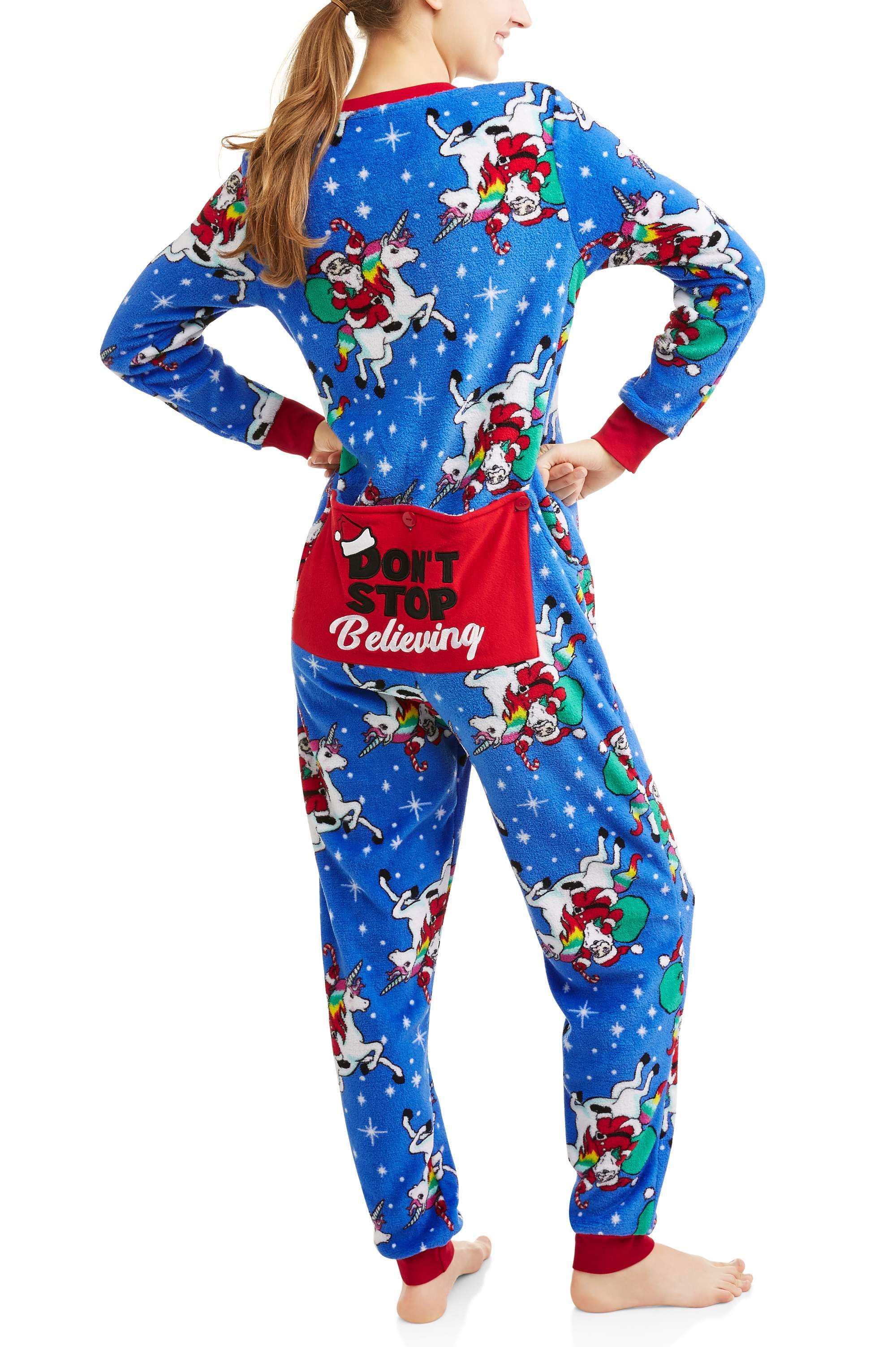 stoel attribuut spannend Women's and Women's Plus Santa Dropseat Pajama Union Suit One Piece  Sleepwear (S-3X) - Walmart.com