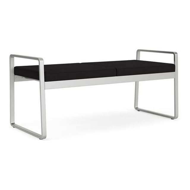 Gansett Reception Waiting Room Healthcare 2-Seat Bench / Silver Steel / Black
