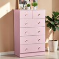 thumbnail image 2 of GZXS Dresser for Bedroom with 6 Drawers, Tall Chest of Drawers for Living Room, Hallway, Entryway, Easy Assembly, Pink, 2 of 10