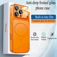 thumbnail image 2 of Compatible with iPhone 17 Pro Case, Magnetic Frosted Glass Anti-Yellowing Shockproof Lens Protection Phone Shell,Orange,iPhone 17 Pro-6.3", 2 of 9