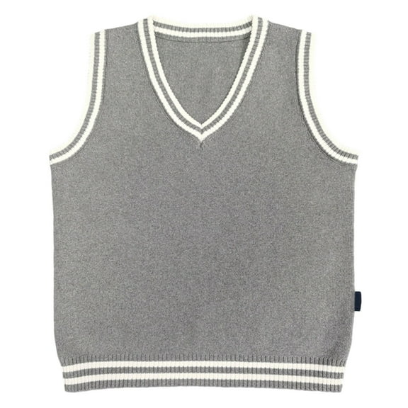 LYHaoo Boys School Uniform Sweater Vest Kids V Neck Sleeveless Knit Sweaters Tops 10-11 Years(Gray)