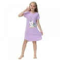 thumbnail image 3 of 5-14T SILVERCELL Girls Nightgowns Short Sleeve Cute Cartoon Print Pajama Sleep Dress For Kids Homerwear, 3 of 7
