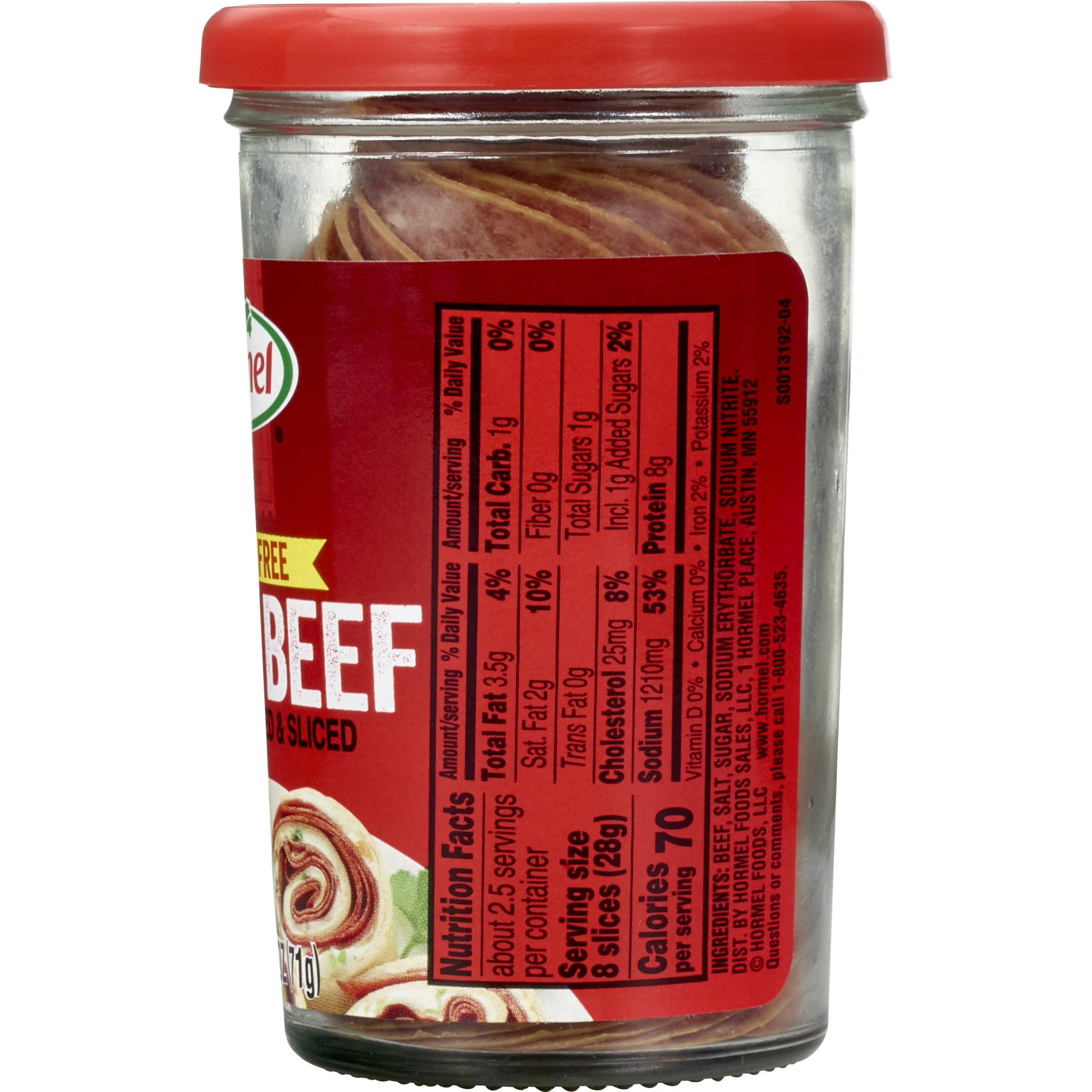 (4 pack) HORMEL Dried Beef, Shelf Stable, 2.5 oz Glass Jar