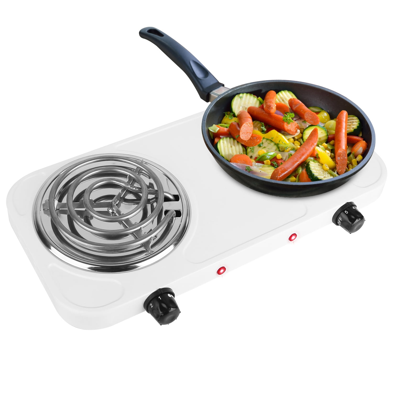iMounTEK 2000W Portable Burner Coil, Adjustable Hot Plate with Non Slip Rubber 5 Temperature Adjustments,White