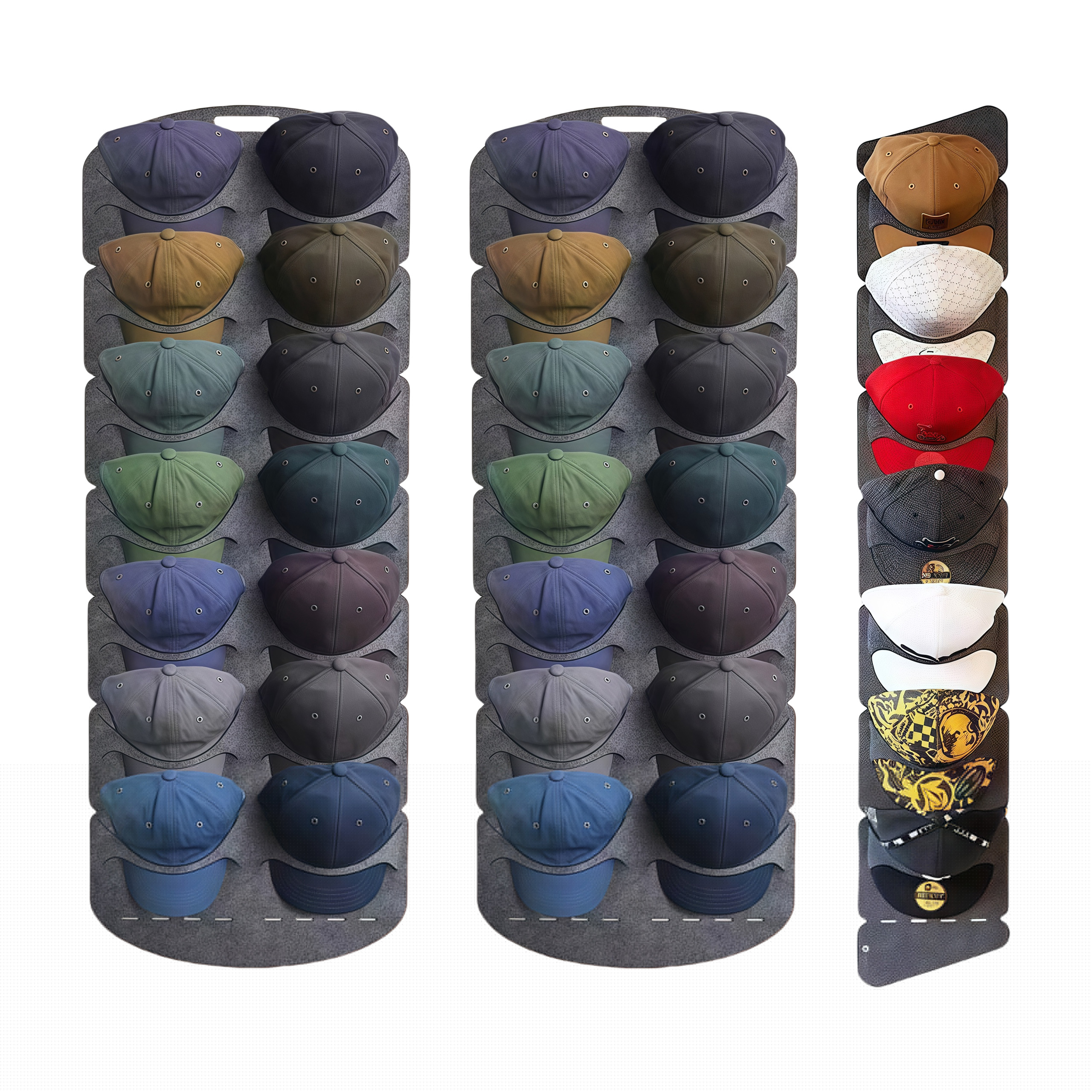 3 Piece Felt Hat Holder Wall Storage Bag Set for Easy Organization