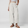 thumbnail image 5 of UngA Womens Pants Casual Women Linen Pants Wide Leg Casual Pants Cotton Linen Lounge Beach Summer Pants White,XL, 5 of 6