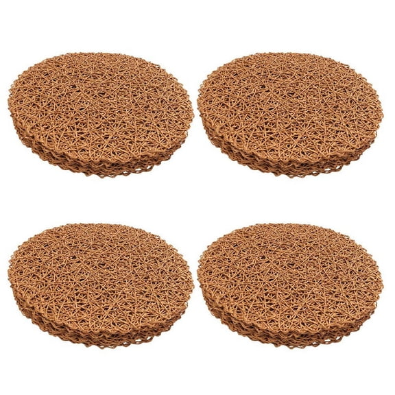 Round Paper Woven Placemats,Decorative Rope Mesh Place Mats for Dining, Party and Wedding 48PCS