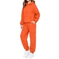 thumbnail image 5 of Cute Sweatshirts Children's Winter Solid Color Long Sleeve Hooded Pockets Sweatshirt Pants Sweatpants Casual Sports Two-piece Set Kids Orange 130, 5 of 9